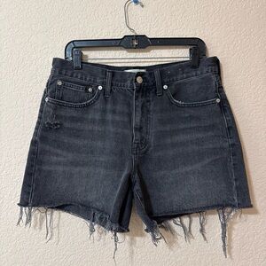 MADEWELL Relaxed Mid-Length Denim Shorts Cut-Off in Bradbrook Wash Sz 29 Black